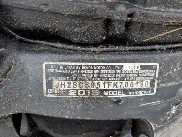 2015 HONDA CBR1000 RR - JH2SC5951FK700190