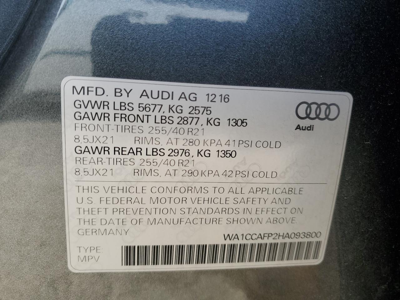 Lot #2989473623 2017 AUDI SQ5 PREMIU