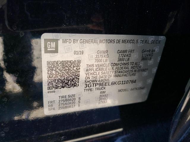 2019 GMC SIERRA K15 - 3GTP9EEL6KG110764