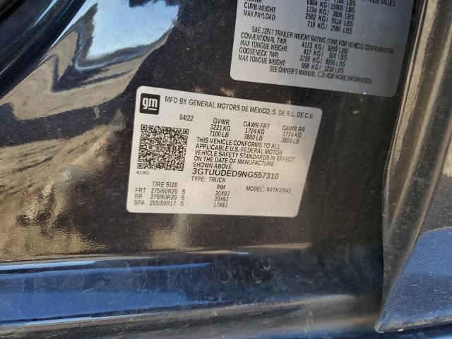 2022 GMC SIERRA K15 - 3GTUUDED9NG557310