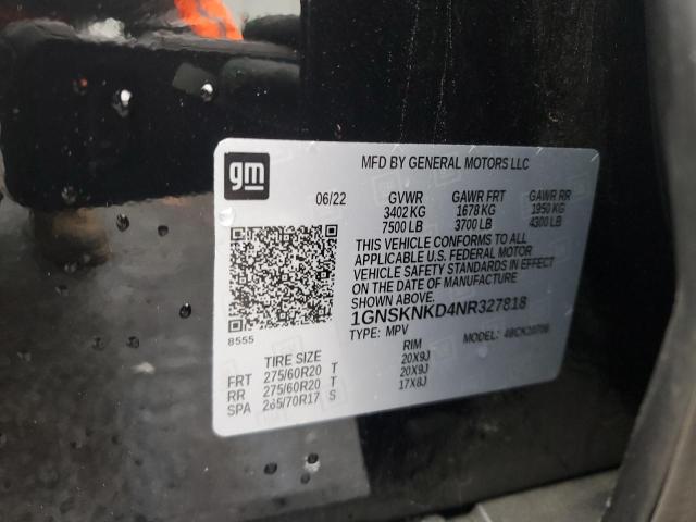 2022 CHEVROLET TAHOE K150 - 1GNSKNKD4NR327818