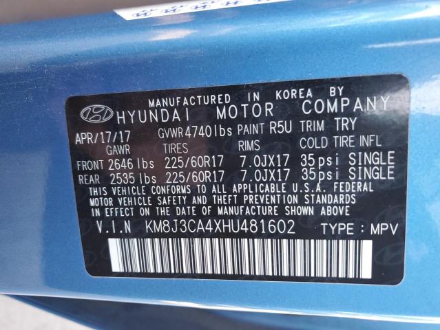 2017 HYUNDAI TUCSON LIM - KM8J3CA4XHU481602