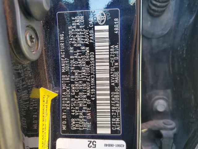 2018 TOYOTA CAMRY L - 4T1B11HK3JU035803