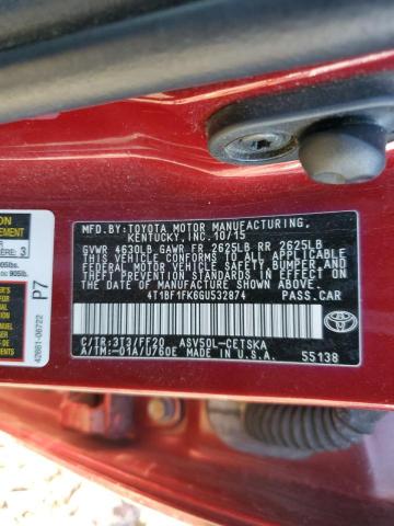 2016 TOYOTA CAMRY LE - 4T1BF1FK6GU532874