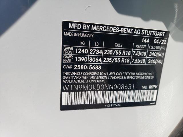 VIN W1N9M0KB0NN008631 2022 Mercedes-Benz EQB, 300 4... no.12