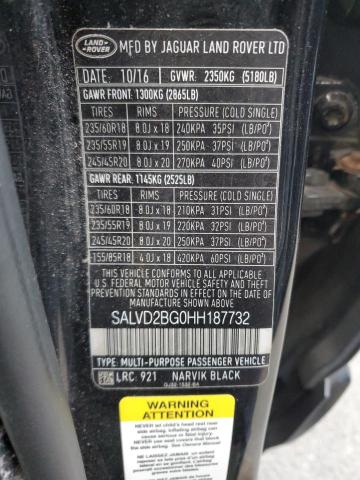 2017 LAND ROVER RANGE ROVE - SALVD2BG0HH187732