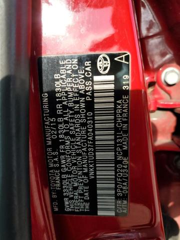 2015 TOYOTA YARIS - VNKKTUD37FA040310