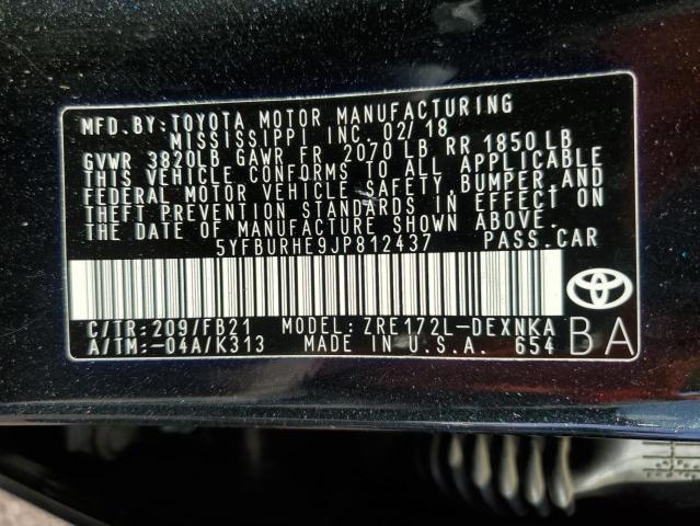 2018 TOYOTA COROLLA L - 5YFBURHE9JP812437