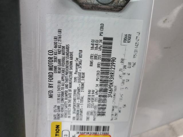 2017 FORD FUSION TIT - 3FA6P0K93HR123990