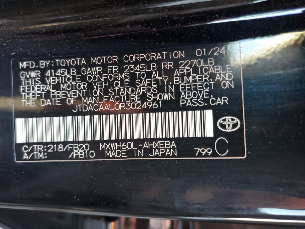 Lot #3034368076 2024 TOYOTA PRIUS LE