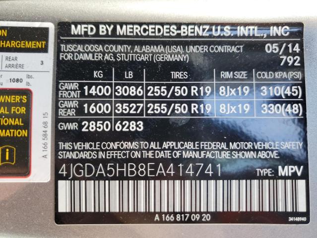 VIN 4JGDA5HB8EA414741 2014 MERCEDES-BENZ M-CLASS no.13