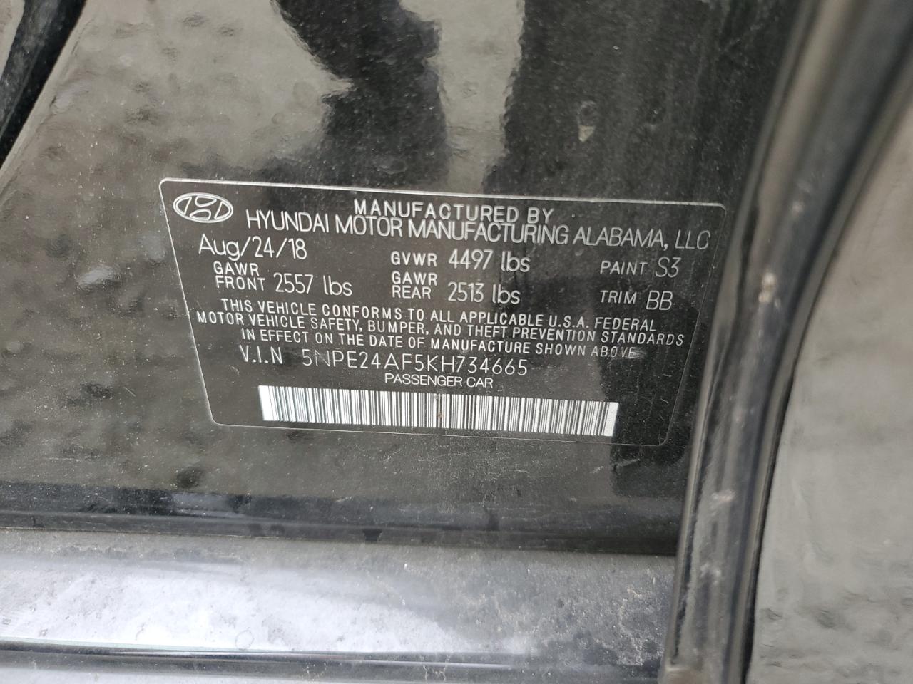 Lot #3029578070 2019 HYUNDAI SONATA SE