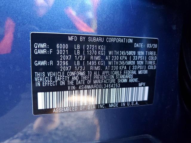 2020 SUBARU ASCENT TOU 4S4WMARD0L3464253