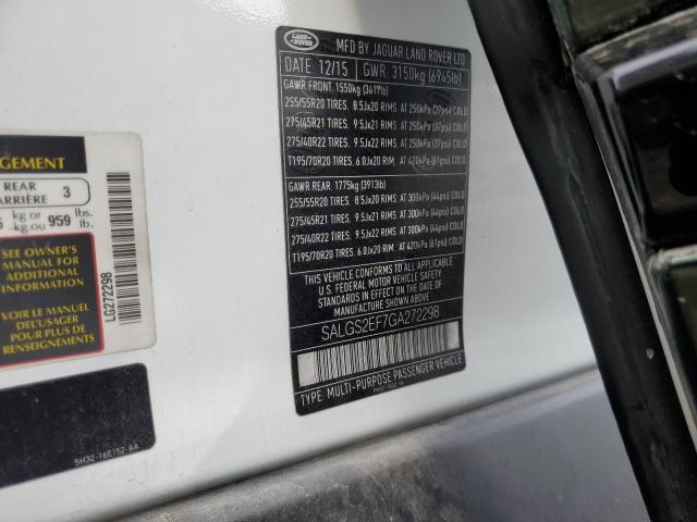 2016 LAND ROVER RANGE ROVE - SALGS2EF7GA272298