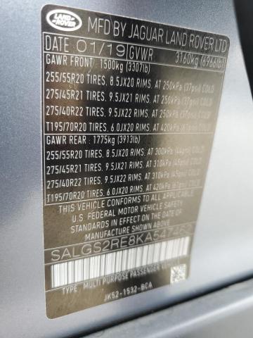 2019 LAND ROVER RANGE ROVE - SALGS2RE8KA547462
