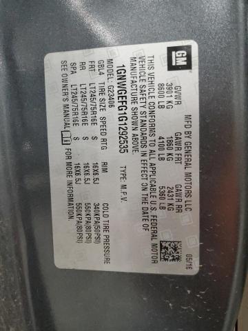 2016 CHEVROLET EXPRESS G2 - 1GNWGEFG1G1292535