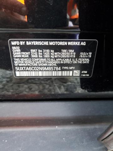 VIN 5UXTA6C02N9M85784 2022 BMW X5 no.13