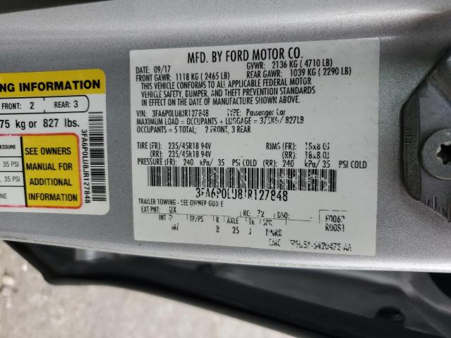 2018 FORD FUSION SE - 3FA6P0LU8JR127848