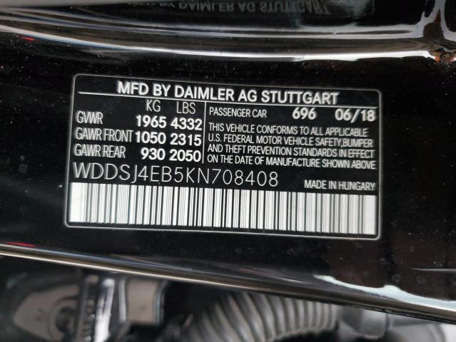 VIN WDDSJ4EB5KN708408 2019 MERCEDES-BENZ CLA-CLASS no.12