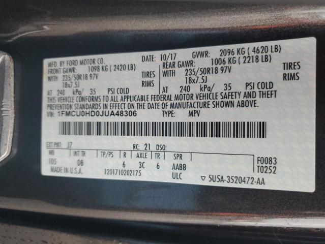 2018 FORD ESCAPE SEL - 1FMCU0HD0JUA48306