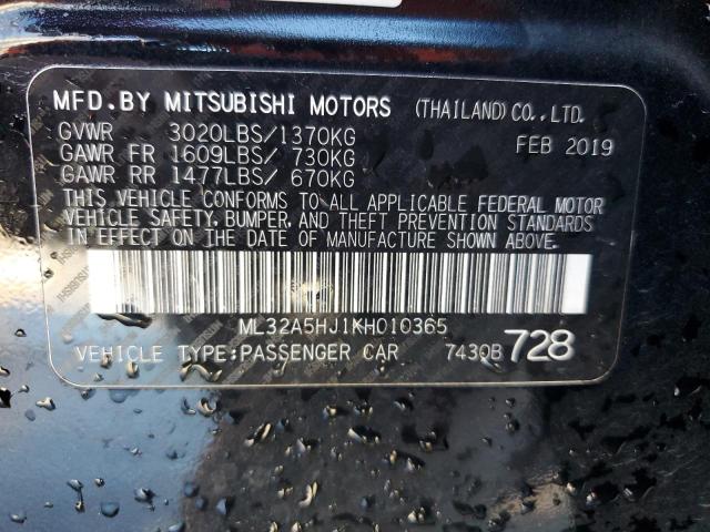 VIN ML32A5HJ1KH010365 2019 MITSUBISHI MIRAGE LE no.13