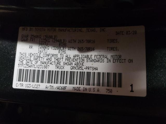 2020 TOYOTA TACOMA DOU - 5TFCZ5AN7LX231807