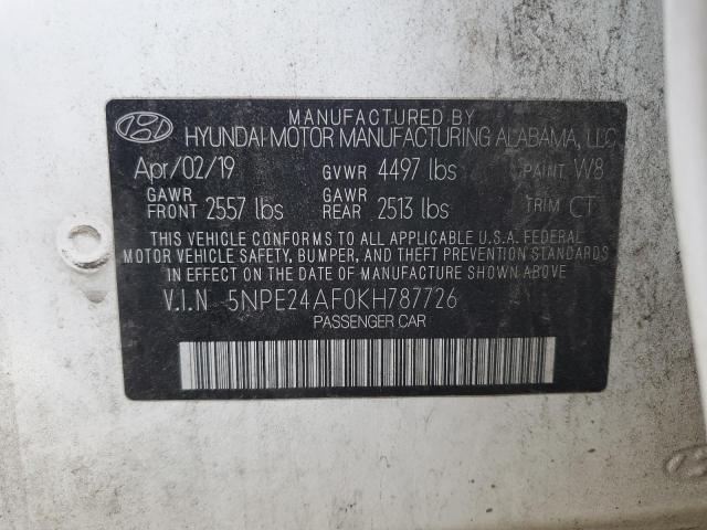 VIN 5NPE24AF0KH787726 2019 HYUNDAI SONATA no.12