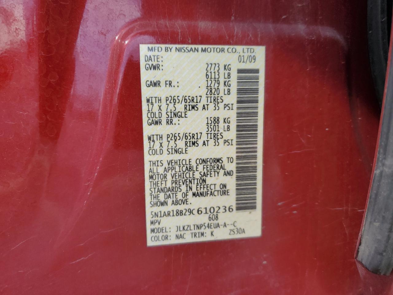 Lot #3008936545 2009 NISSAN PATHFINDER