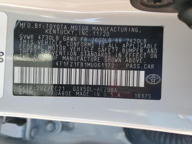 VIN 4T1FZ1FB1MU061172 2021 TOYOTA AVALON no.12