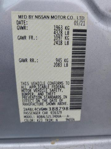 2021 NISSAN ALTIMA SR - 1N4BL4CV6MN388798