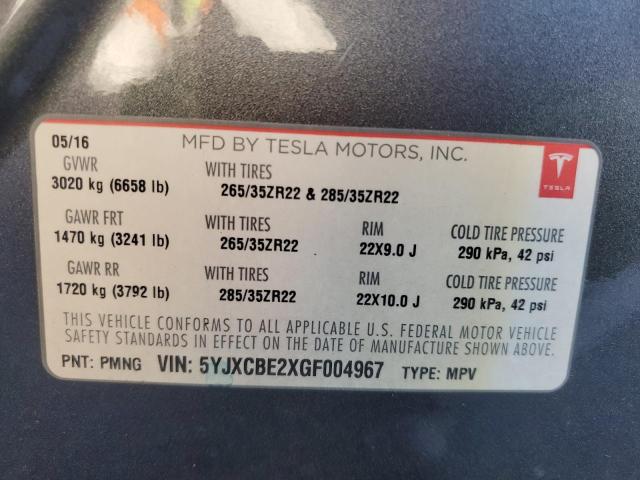 VIN 5YJXCBE2XGF004967 2016 Tesla MODEL X no.13