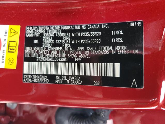 2020 LEXUS RX 450H 2T2HGMDAXLC043985