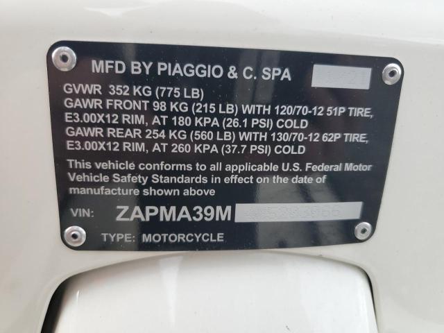 2022 VESPA MOTORCYCLE ZAPMA39M4N5203066