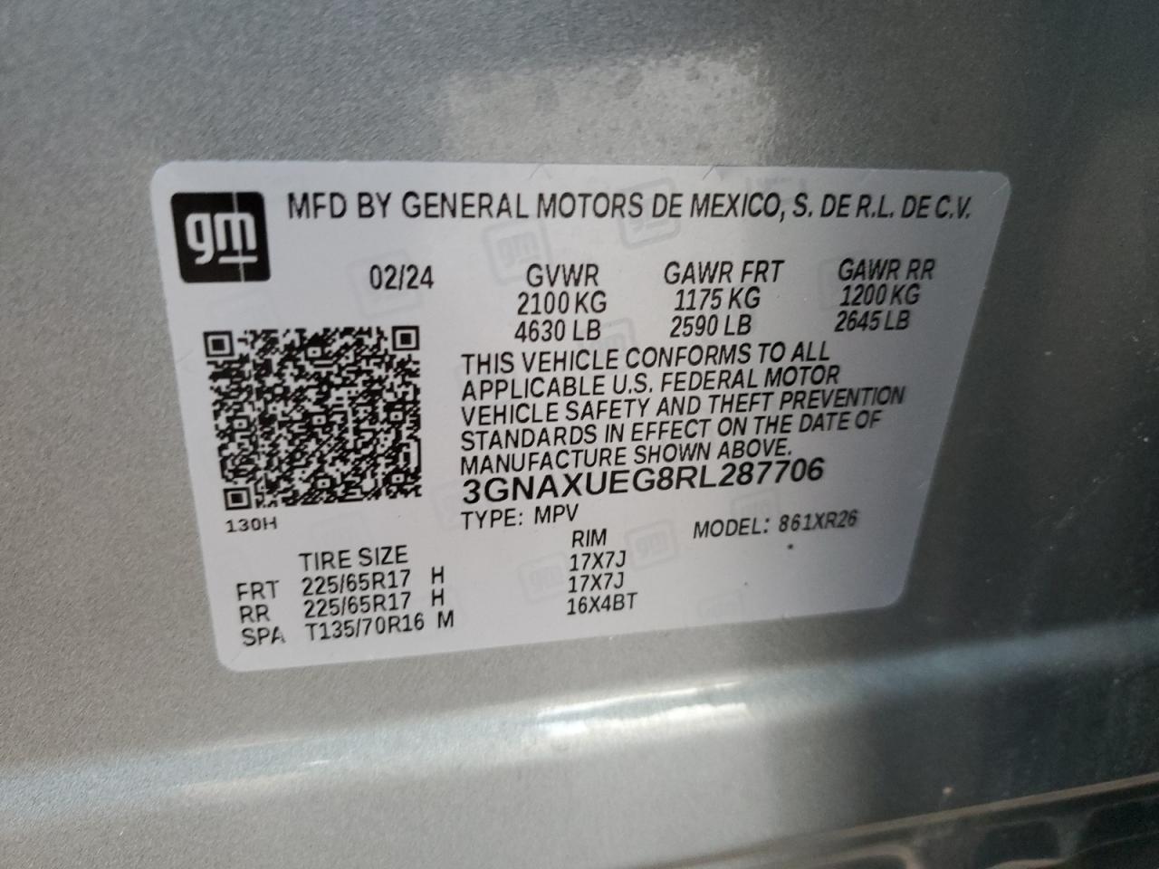 Lot #3020619018 2024 CHEVROLET EQUINOX LT