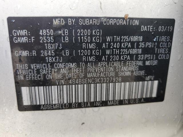 2019 SUBARU OUTBACK 3. - 4S4BSENC3K3327928