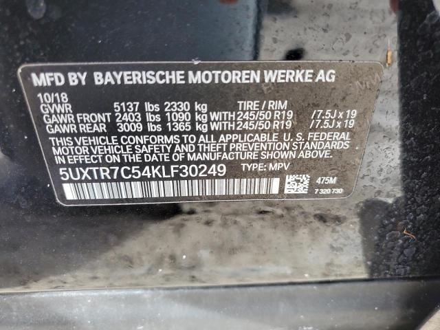 VIN 5UXTR7C54KLF30249 2019 BMW X3, Sdrive30I no.13