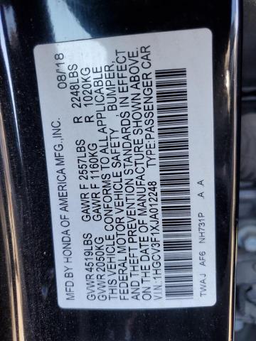 VIN 1HGCV3F1XJA012248 2018 Honda Accord, Hybrid no.12