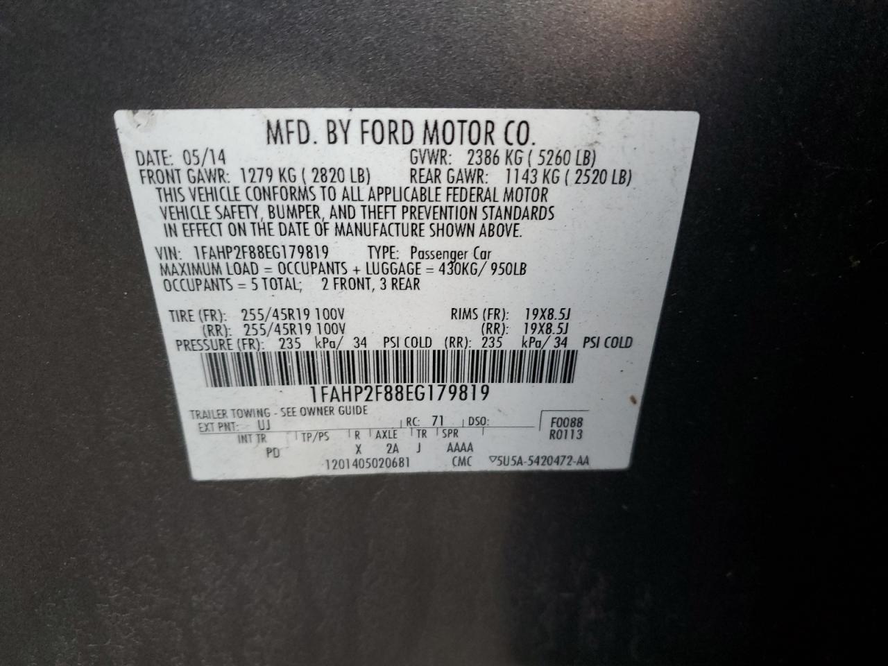 Lot #2989172823 2014 FORD TAURUS LIM