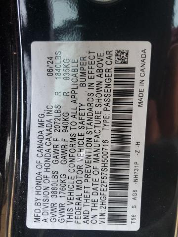 2025 HONDA CIVIC SPOR - 2HGFE2F57SH500716