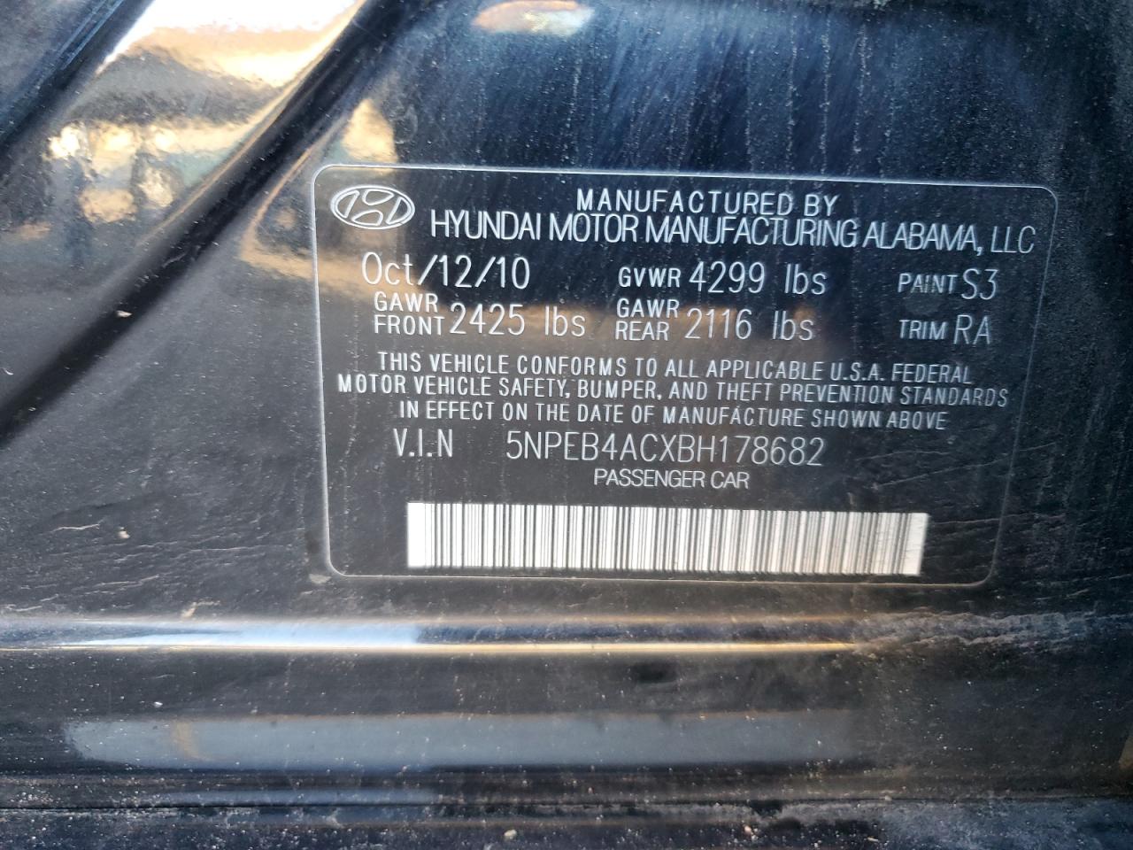 Lot #3004410746 2011 HYUNDAI SONATA GLS