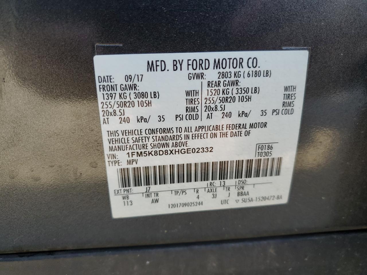 Lot #2986842211 2017 FORD EXPLORER X