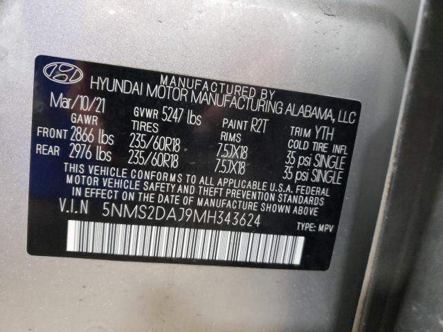 VIN 5NMS2DAJ9MH343624 2021 HYUNDAI SANTA FE no.13