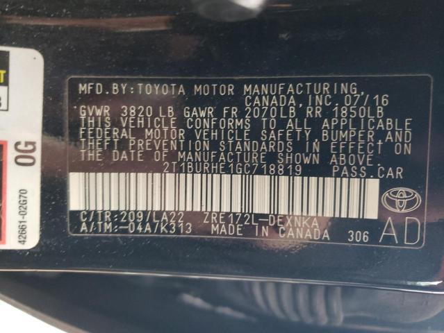 2016 TOYOTA COROLLA L - 2T1BURHE1GC718819