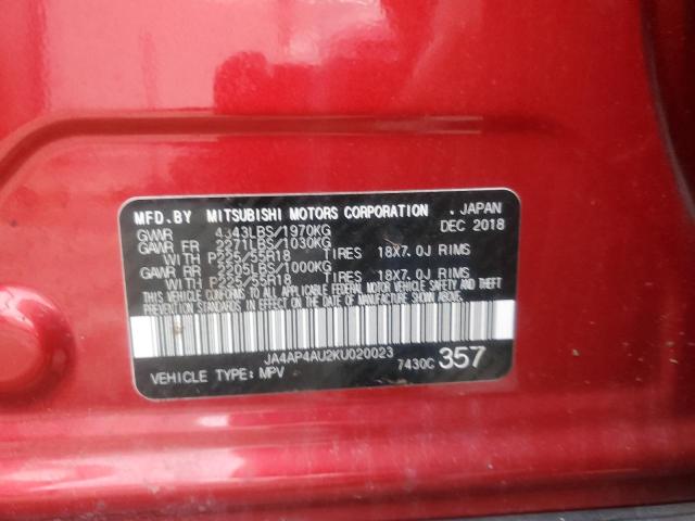 2019 MITSUBISHI OUTLANDER - JA4AP4AU2KU020023
