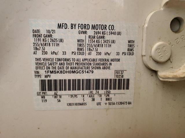 2021 FORD EXPLORER X - 1FMSK8DH0MGC51479