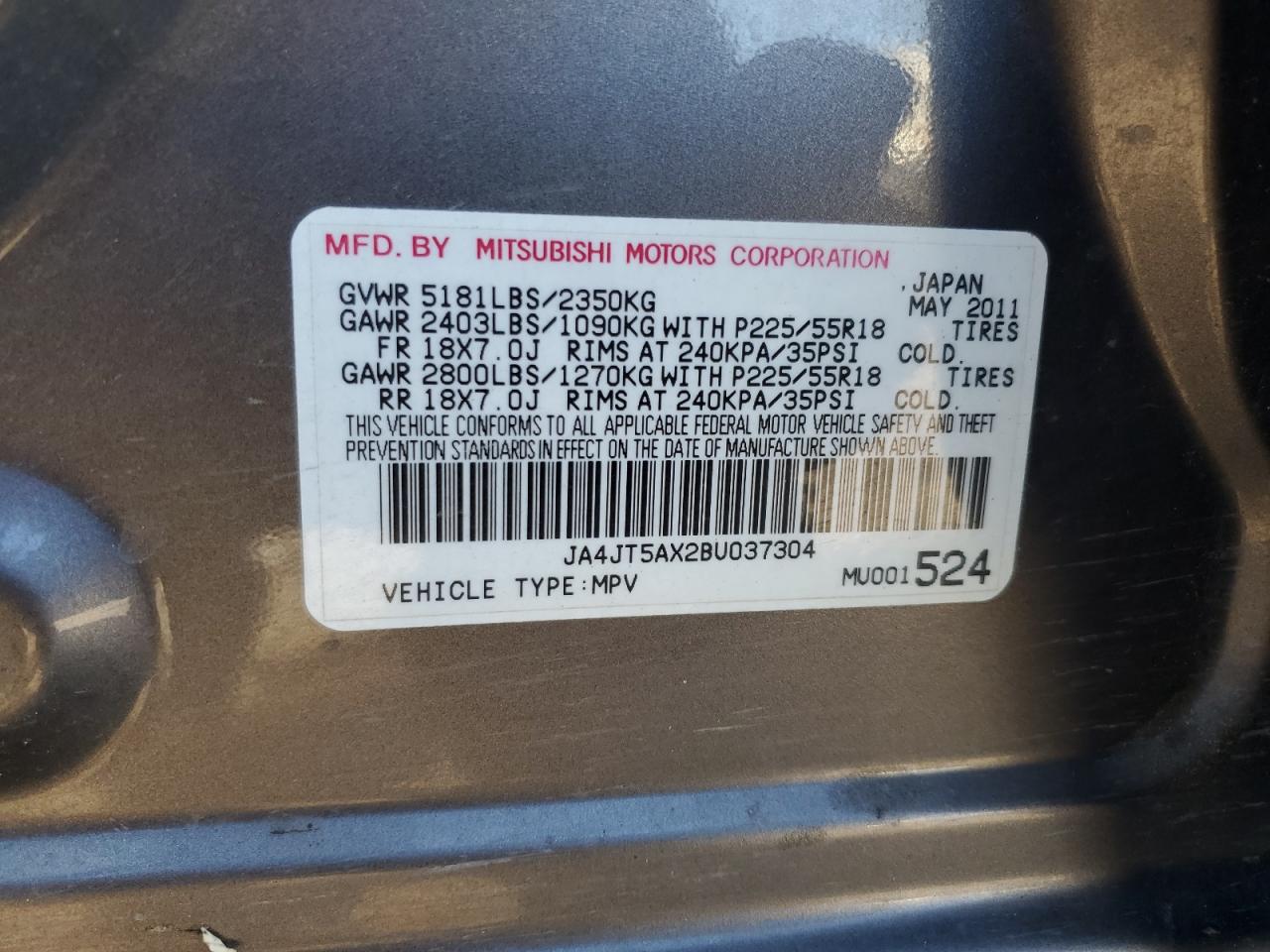 Lot #2977066627 2011 MITSUBISHI OUTLANDER