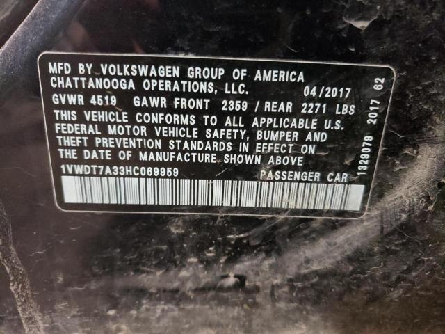 2017 VOLKSWAGEN PASSAT R-L - 1VWDT7A33HC069959