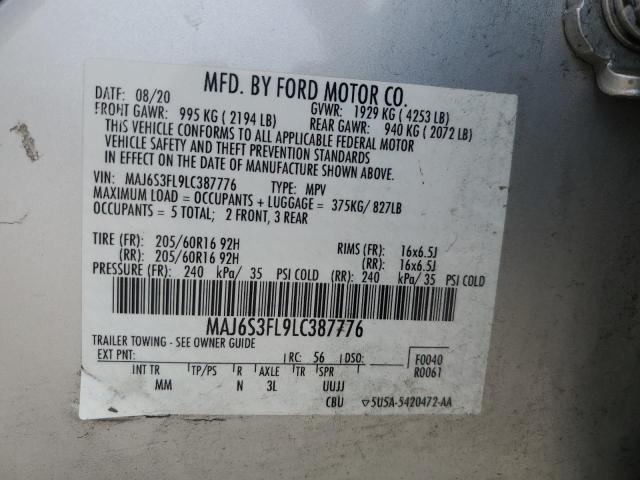 VIN MAJ6S3FL9LC387776 2020 FORD ECOSPORT no.13