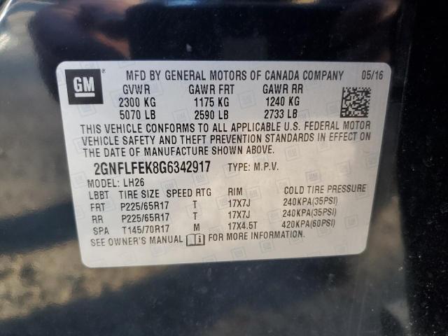2016 CHEVROLET EQUINOX LT - 2GNFLFEK8G6342917