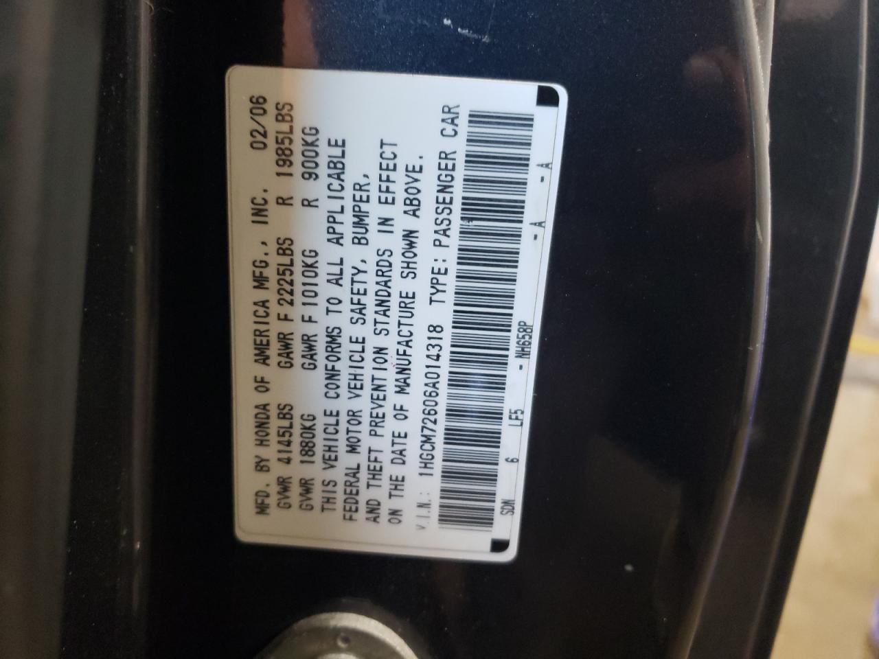 Lot #3017183584 2006 HONDA ACCORD EX